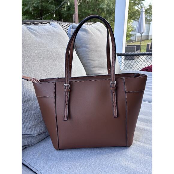 Guess Delaney Brown Cognac Tote Handbag Purse Tote - Picture 5 of 12